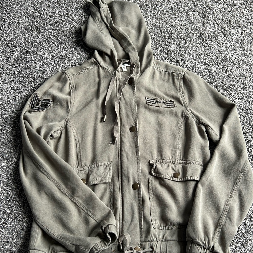 Maurices Military Style Hooded Jacket in Beige